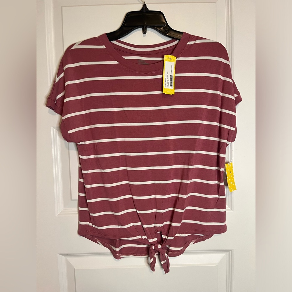Rumi + Ryder girls dolman front tie T-shirt